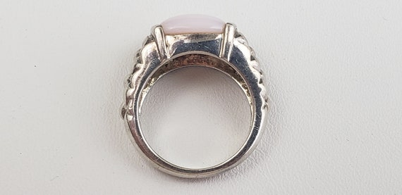 Estate Vintage Half Bezel Set Pink Stone Solid St… - image 10