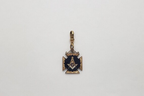 Antique Gold-Filled & Enamel Masonic Emblem Pocke… - image 1