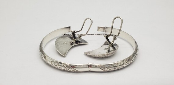 Vintage Solid Sterling Silver Chased Paisley Desi… - image 7