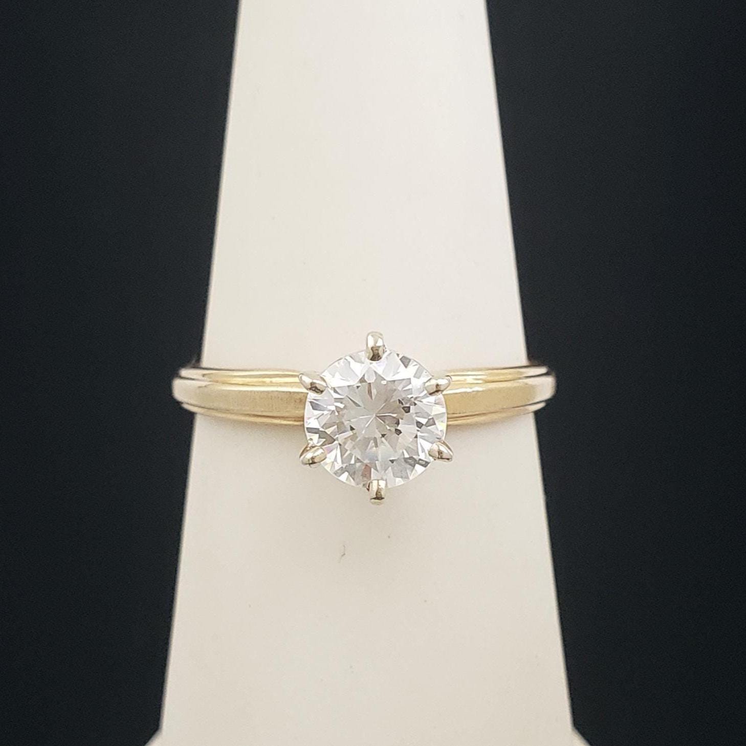 Vintage QVC DQ CZ 14K Solid Gold 6mm Diamonique Cubic Zirconia 1-1 