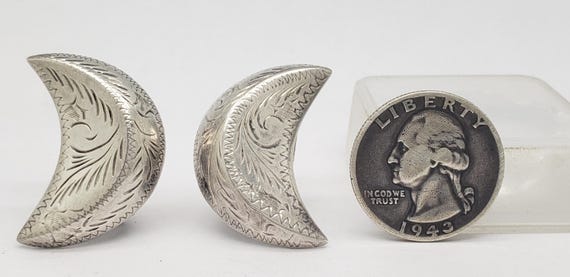 Vintage Solid Sterling Silver Chased Paisley Desi… - image 4