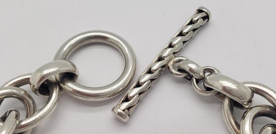 Estate Solid Sterling Silver Large Link Rope Chai… - image 5