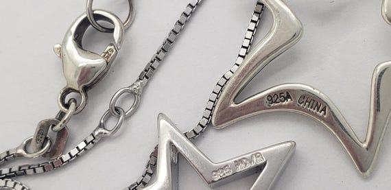 Vintage Solid Sterling Silver Celestial Star Earr… - image 10