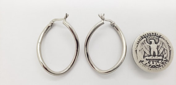 Vintage Solid Sterling Silver Latch Back Curved H… - image 9