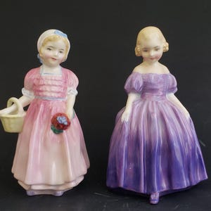 Royal Doulton "Tinkle Bell" HN 1677 and "Marie" HN 1370 China Figurines Designed by Leslie Harradine circa 1930's MH-671 M