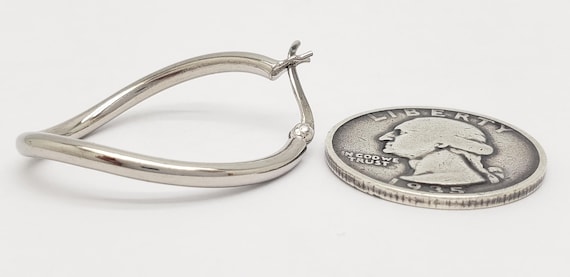 Vintage Solid Sterling Silver Latch Back Curved H… - image 10