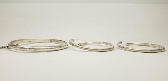 Vintage Solid Sterling Silver Large Round 2" Hoop… - image 6