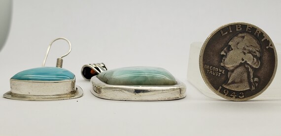 Vintage KL Solid Sterling Silver Blue Larimar Abs… - image 6