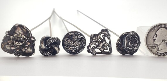 Antique Solid Sterling Silver Repousse Rose Lotus… - image 8