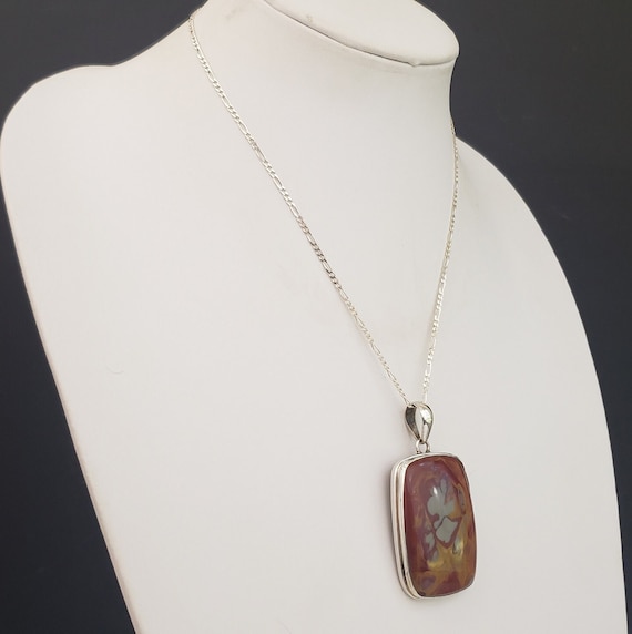 Vintage Large Rectangle Jasper Solid Sterling Sil… - image 9