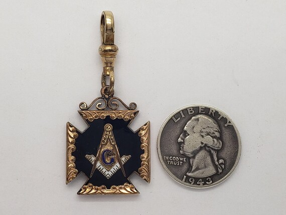 Antique Gold-Filled & Enamel Masonic Emblem Pocke… - image 6