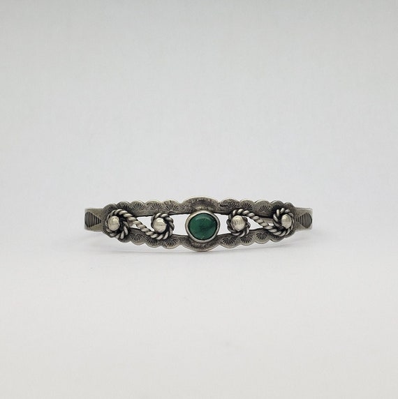 Early 1900's Vintage Native American Navajo Green Turquoise Sterling Silver Bracelet Early 1900's Vintage Native American Navajo Green Turquoise Sterling Silver Bracelet