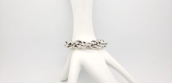 Estate Solid Sterling Silver Large Link Rope Chai… - image 10