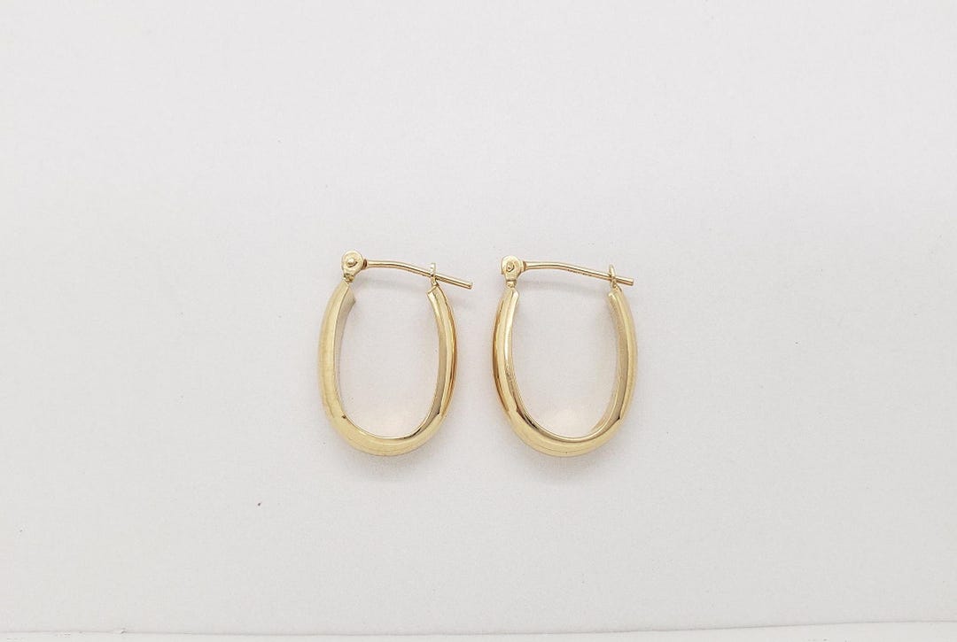 Orecchini a Cerchio Bombati Ovali in Oro Giallo 18K | Merù Gioielli