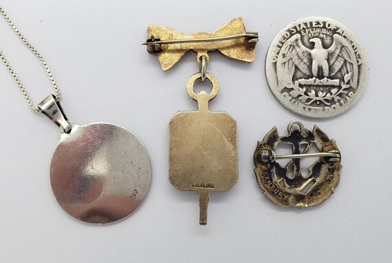 Vintage US NAVY Solid Sterling Silver Ribbon Swee… - image 6