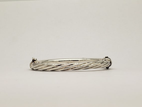 Vintage Elegant Solid Sterling Silver Hinged Brac… - image 1