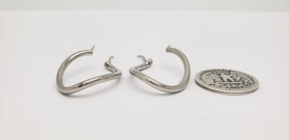 Vintage Solid Sterling Silver Latch Back Curved H… - image 13