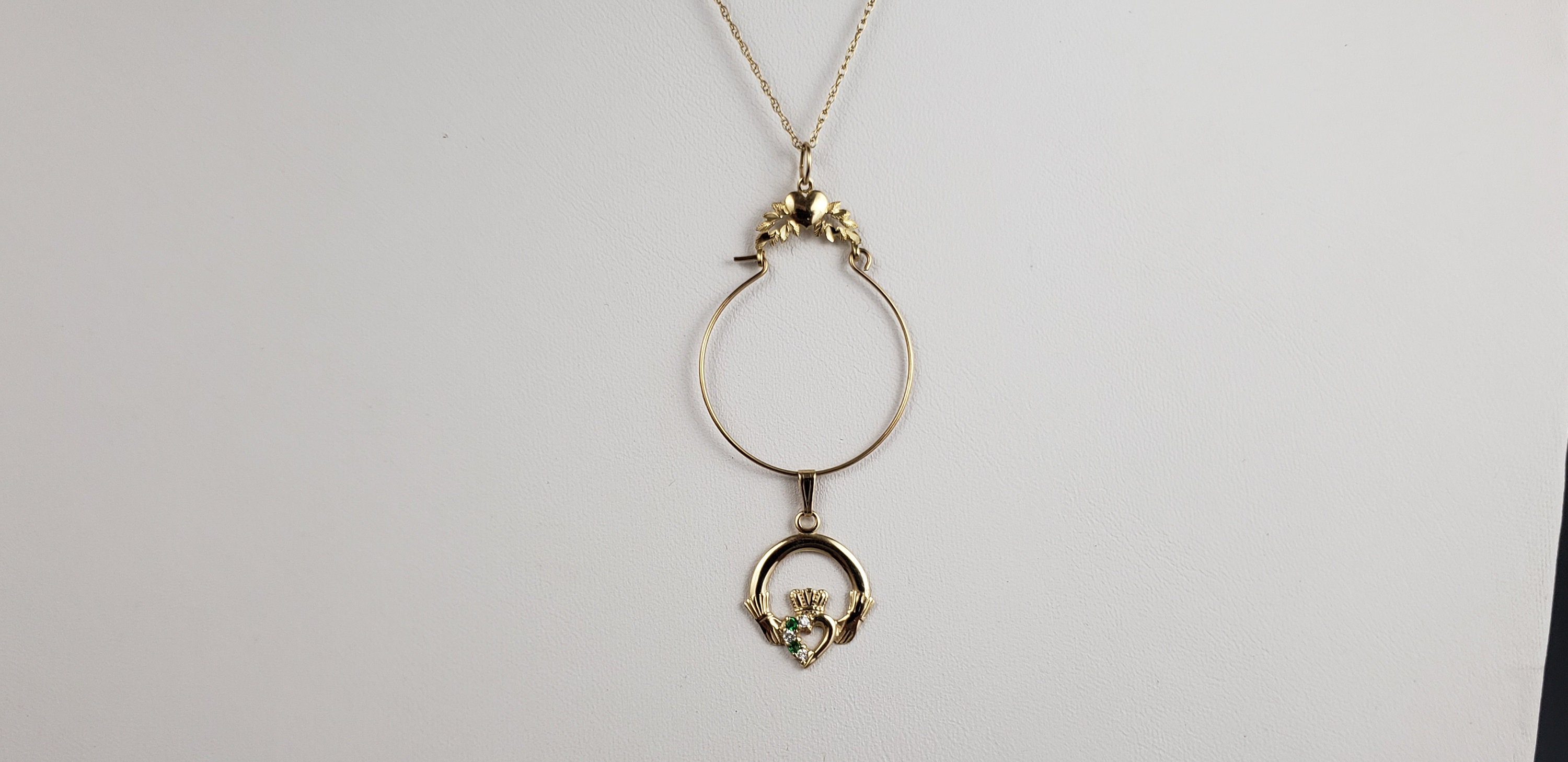 14K Solid Gold Hoop Charm Collector Pendant Crowned w/Heart Etsy