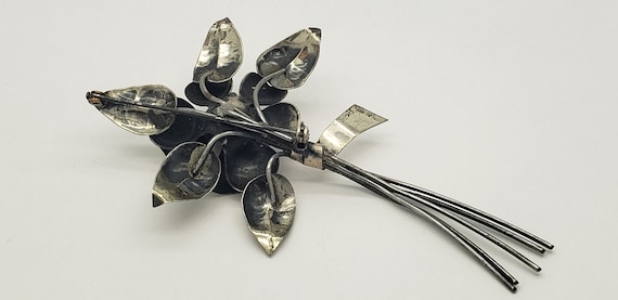 Mid-Century Solid Sterling Silver Large Flower Wh… - image 7