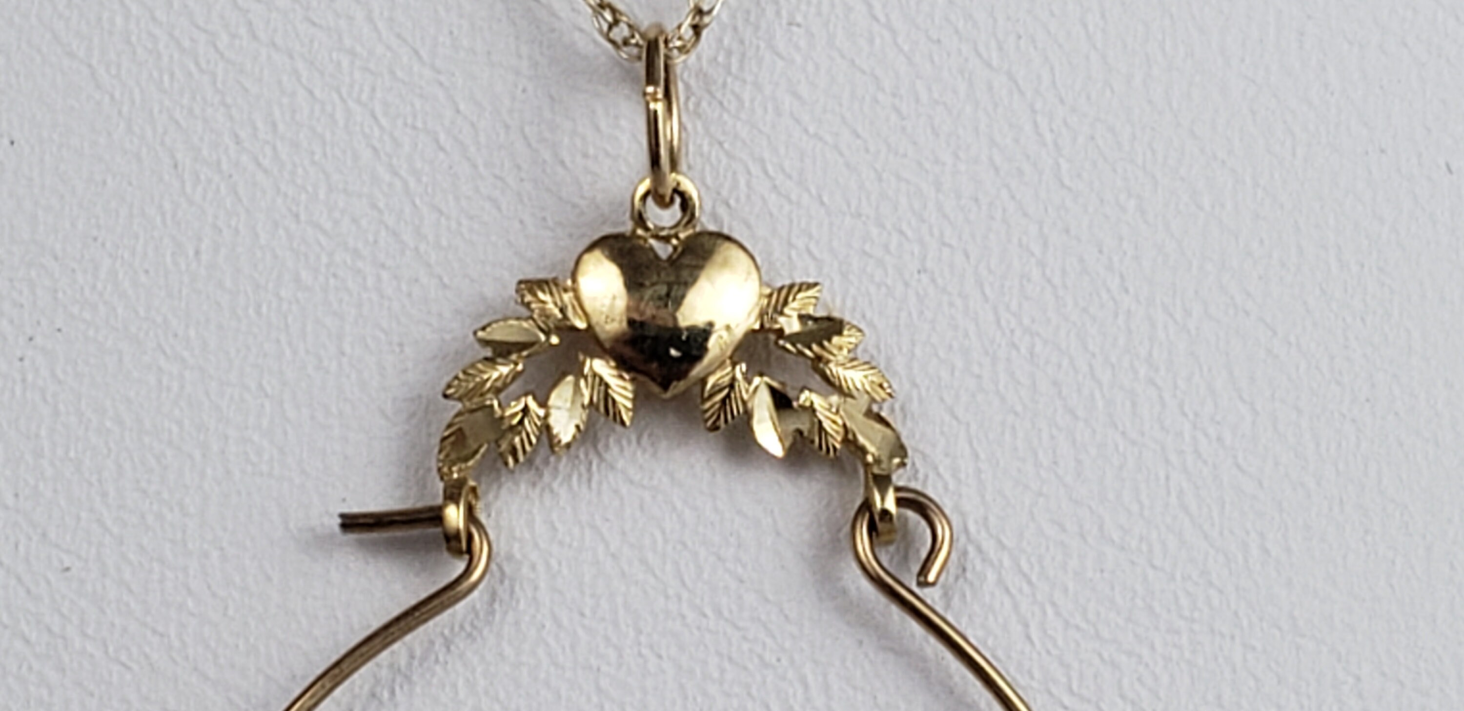 14K Solid Gold Hoop Charm Collector Pendant Crowned w/Heart Etsy