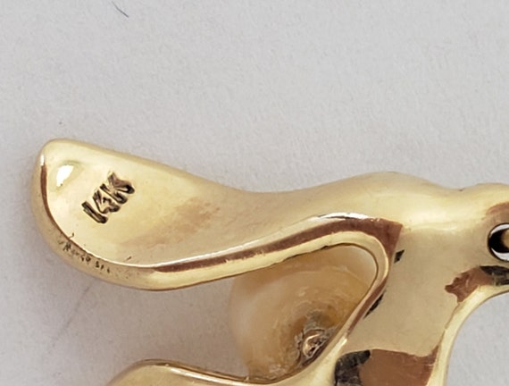 Estate 14K Solid Gold Genuine 6mm Pearl Modernist… - image 10