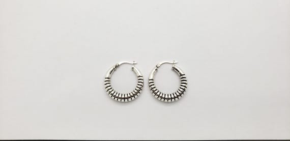 Vintage Solid Sterling Silver Ribbed Beveled Holl… - image 7