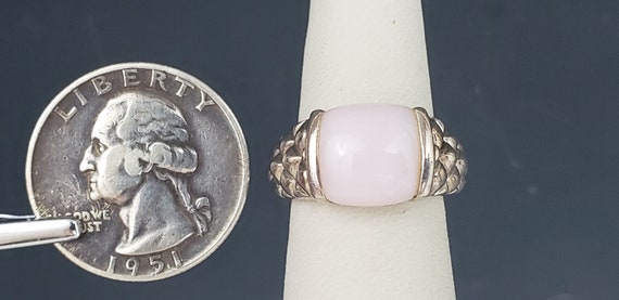 Estate Vintage Half Bezel Set Pink Stone Solid St… - image 7
