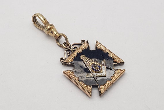 Antique Gold-Filled & Enamel Masonic Emblem Pocke… - image 3