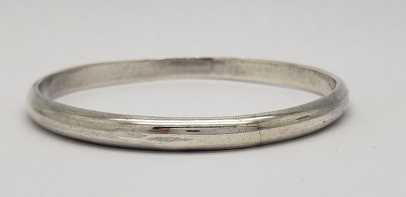 Vintage Solid Sterling Silver Sleek Smooth Plain … - image 2