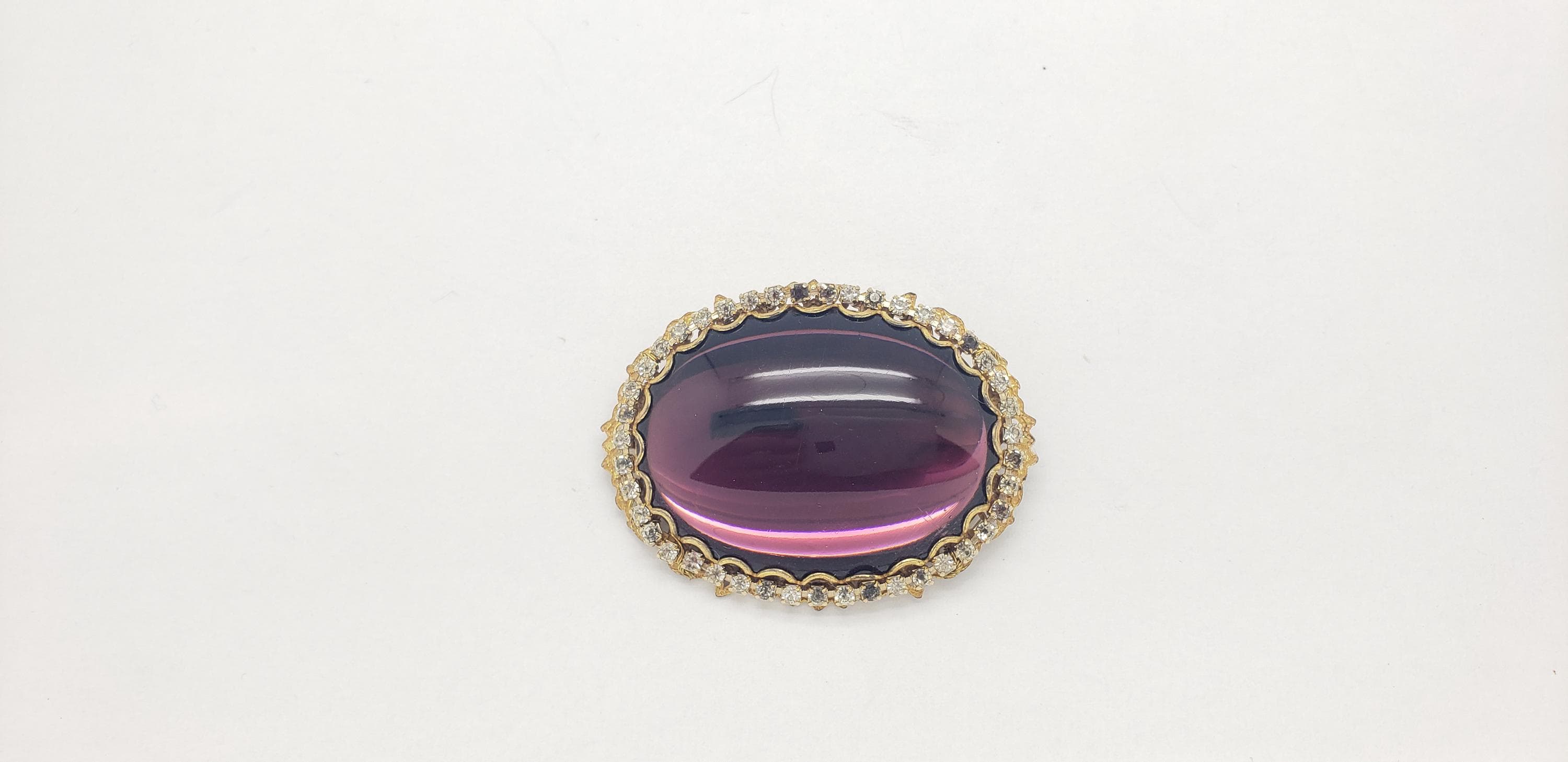 Mid-century MIRIAM HASKELL Vintage Purple Glass Cabochon