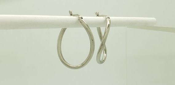 Vintage Solid Sterling Silver Latch Back Curved H… - image 6