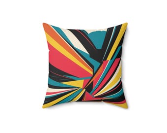Geometric Throw Pillow with Insert, Colorful Decorative Sofa & Bed Pillow, Modern Home Decor, Housewarming Gift