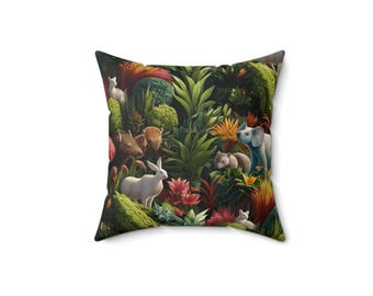 Wildlife Animal Throw Pillow with Insert, Square Nature Decor Pillow, Gift for Animal Lovers