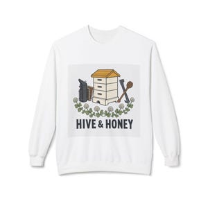 Beekeeper Sweatshirt, Hive & Honey Crewneck Gift for Beekeepers, Heavyweight Apiary Pullover for Backyard Bee Hobbyists