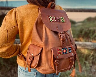 HANDMADE LEATHER BACKPACK, Mexican Leather Bag, Mexican leather Backpack, Soft Leather Backpack, everyday  backpack, brown leather backpack