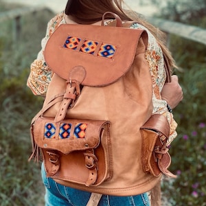 Mexican Leather Tooled Backpack - Etsy display picture 3