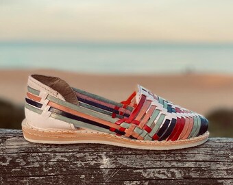 Handmade Leather Huaraches: Colorful Mexican Boho Sandals