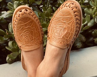 MEXICAN HUARACHES, Leather Huaraches, Mexican Shoes, Handmade Leather Shoes, Boho Shoes, Sandles, Tan Leather Shoes, Mexican Handmade