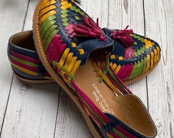 Handgefertigte Lederschuhe: Bunte mexikanische Boho-Schuhe