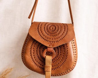 Handgemaakte leren crossbodytas: vintage Mexicaanse portemonnee