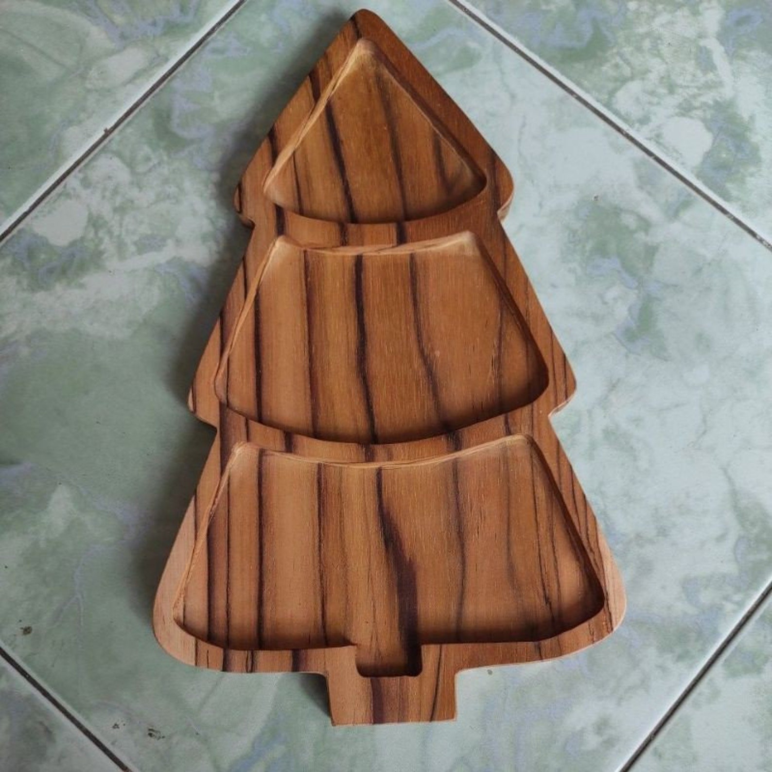 Peanut Tray Teak Wood Christmas Tree Shape Etsy