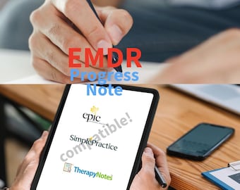EMDR progress note SimplePractice, TherapyNotes & Epic System (english/spanish/french)