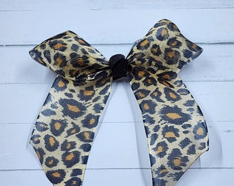 Sheer Animal Print Ribbon Hairbow