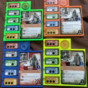 4x Karakter boards - This War of Mine: The Board Game - Vele kleuren