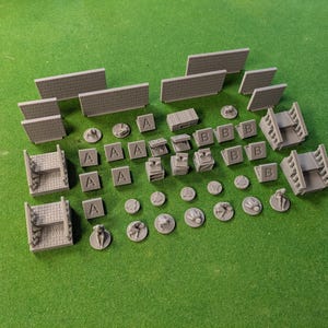 RE2 Board Game 3D Upgrade Set. 8 x Walls, 4 x Stairs and 34 Piece Terrain Item set - Resident Evil 2 - 3D Printed