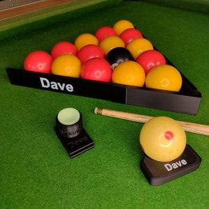 Snooker or Pool Gift Set Personalised  - Triangle, Chalk Holder, Ball Marker