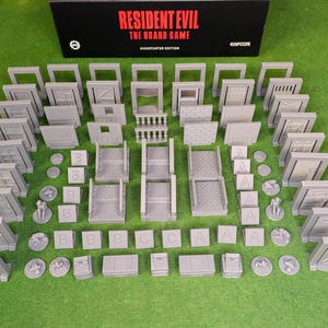 RE1 79 Piece Board Game set - 20 Doors, 8 Archways, 10 Walls, 6 Stairs, 2 Typewriters, 17 Items, 2 Chests + more - Resident Evil 1