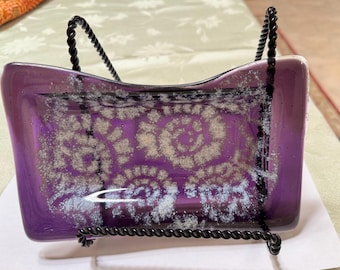 Jabonera de cristal artístico morado