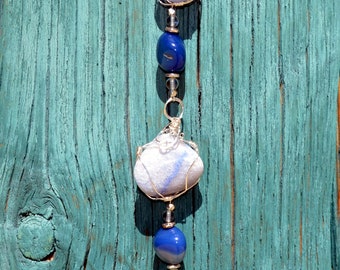 Blue Quarts and Sea Blue Chalcedony Sun Catcher Single Strand