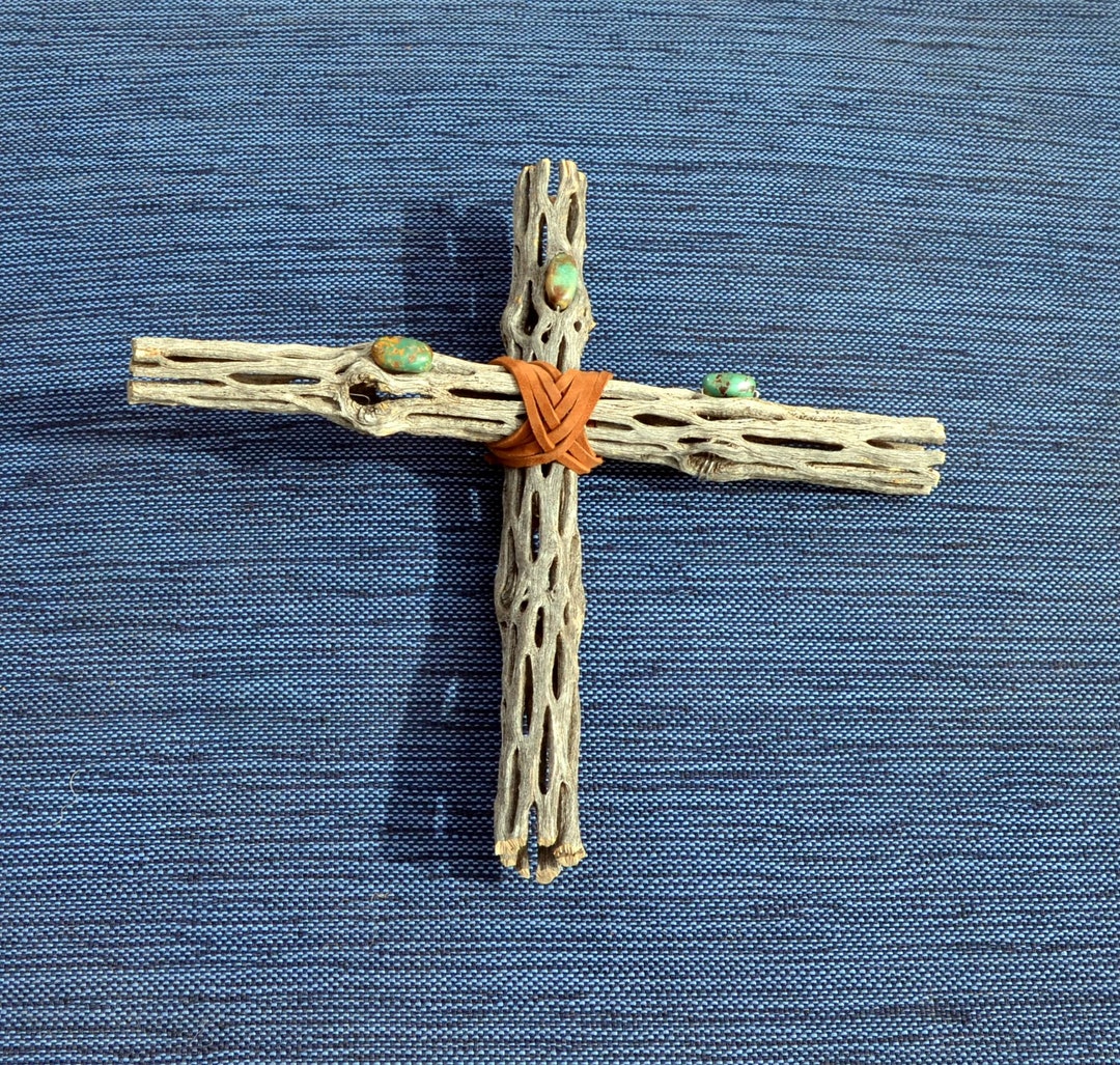 Cholla Wood Cross With Turquoise Accents - Etsy